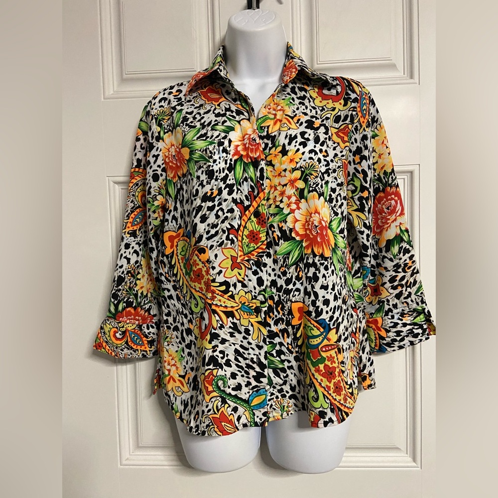 6- Joanna Multiprint Button Up Shirt